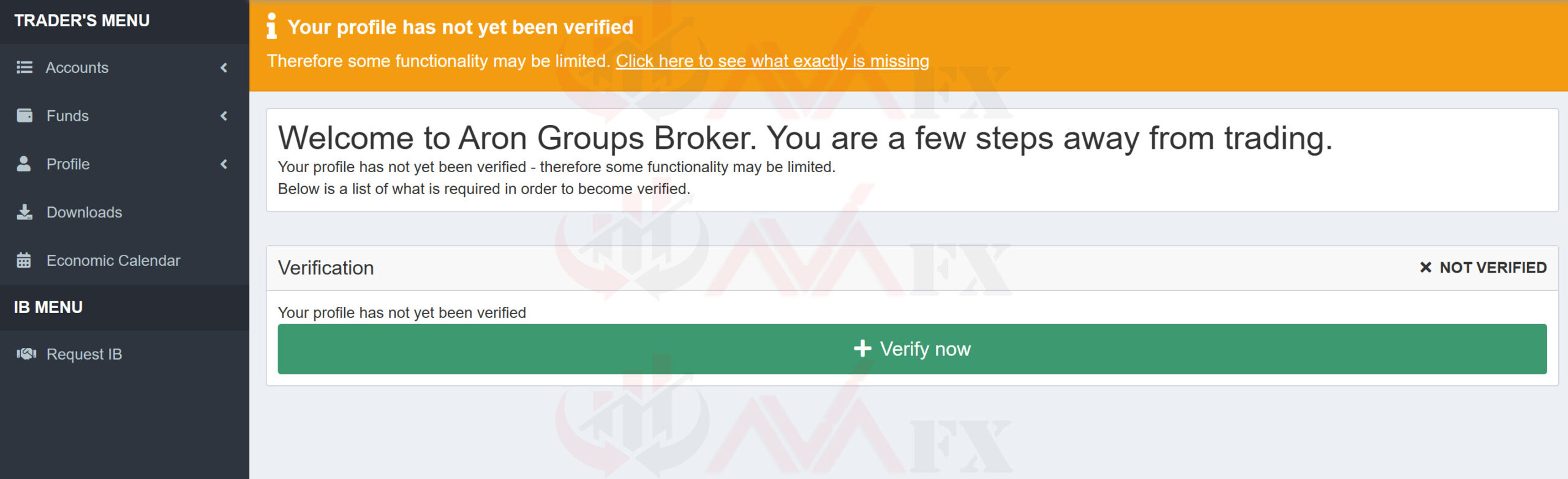 وریفای حساب آرون گروپ